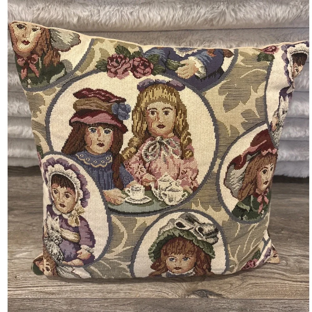 Tapestry Doll‎ Pillow Vintage French Country Cottagecore European Garden